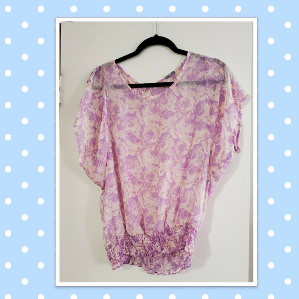 Charlotte Russe- Sheer Lilac Floral Blouse